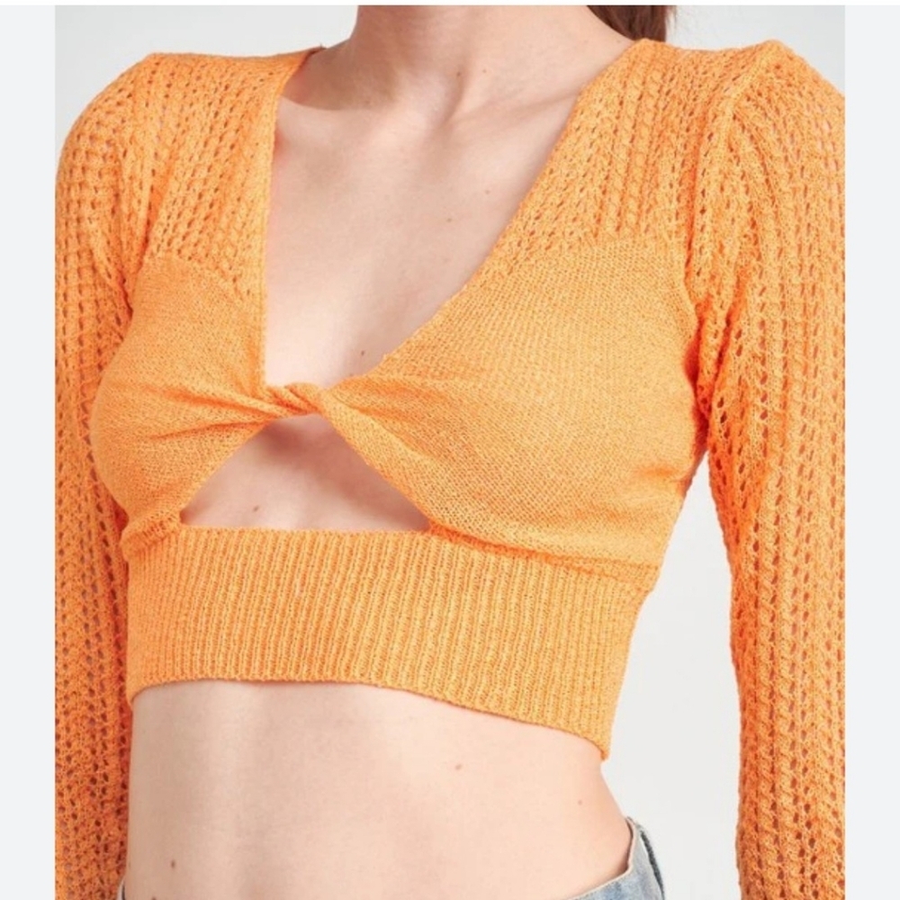 Emory Park Knit Crochet Crop Top Size Small
